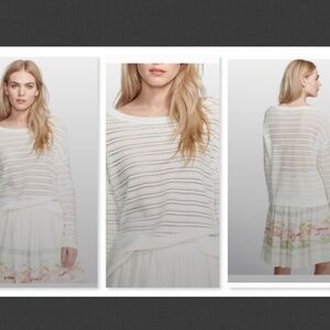 NEW $178 Joie Ivory Cream White Stripe Sheer Sweater   Size S